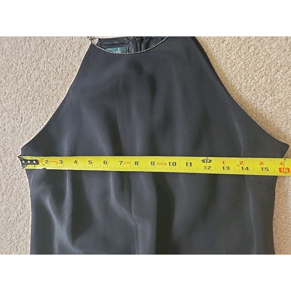 Ralph Lauren 100% Silk Black Cocktail Dress Size 10 Rhinestone Strap & neckline - Picture 6 of 14